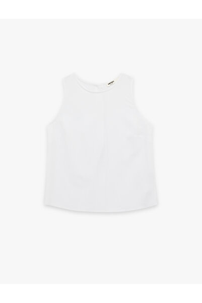 Koton Bluză fără mâneci cu croială obișnuită, amestec de in guler rotund