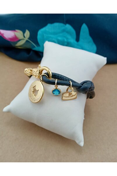 Orelia Takı Siyah Deri İpli Tasarım Bileklik