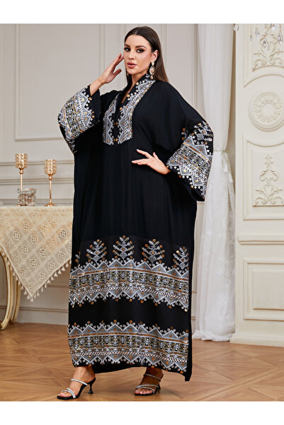 Take Two By Styli Women Sequin Patch Detail Long Sleeve Jalabiya