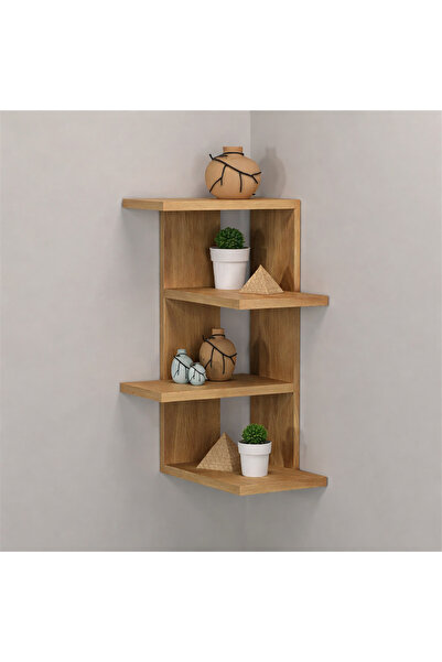 BDK MOBİLYA Modern Zigzag Köşe Duvar Rafı - Beyaz 4 Bölmeli Dekoratif Kitaplı...