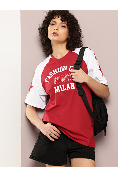 Dillinger By Styli Women Oversized Raglan Sleeve Printed T-Shirt