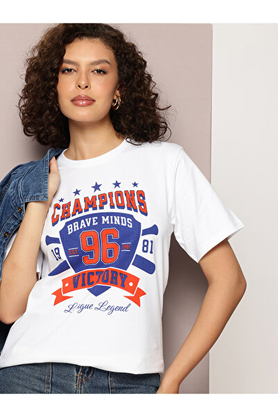 Dillinger By Styli تيشيرت رياضي مطبوع قصة فضفاضة للنساء