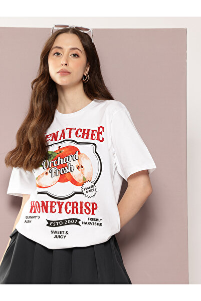 Dillinger By Styli تيشيرت نسائي قصة فضفاضة برقبة دائرية