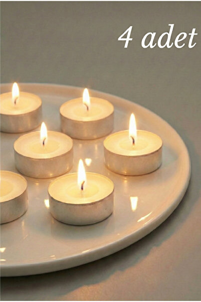 Massaltay Tealight Mum 4 Adet Beyaz Kokusuz | Buhurdanlık Parti Düğün Nikah K...