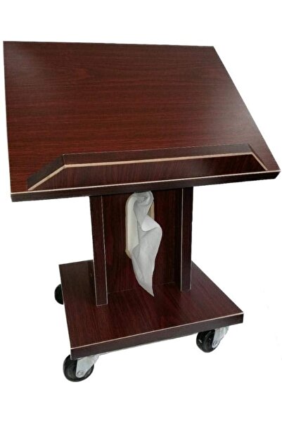 Generic Wooden Quran Stand with Wheels and Tissue Slot