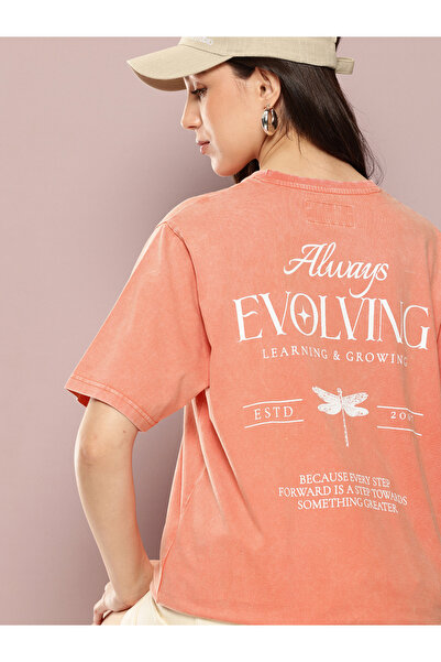 Dillinger By Styli تيشيرت نسائي قصة فضفاضة مغسول بالأسيد