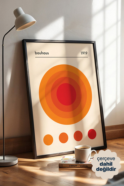 Persona Istanbul Bauhaus 1919 Turuncu Geometrik Daireler - Modern Retro Duvar...