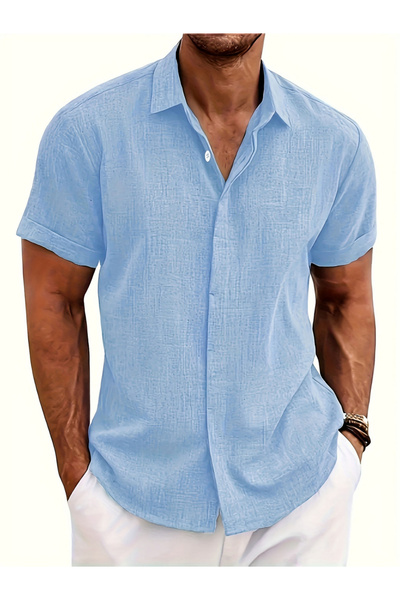 Take Two By Styli Men Solid Turn-Up Short Sleeve Shirt