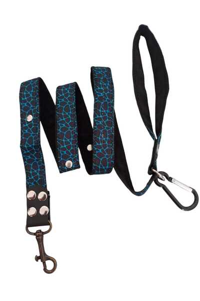 balkonda Dog Walking Leash Collar 2.5 cm Width Patterned Column Cord Blue & B...