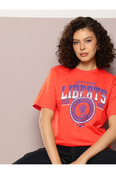 Dillinger By Styli Women Oversized Sports Printed T-Shirt