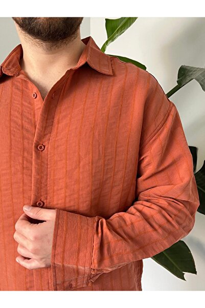 Quik-max Modal Çizgili Oversize Gömlek