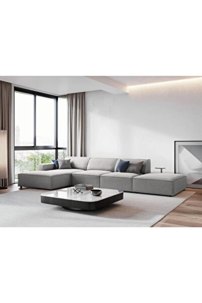 homejoyz | Luxe Fusion L-Shape Sofa – Velvet – 360×160×85 cm - Light Gray