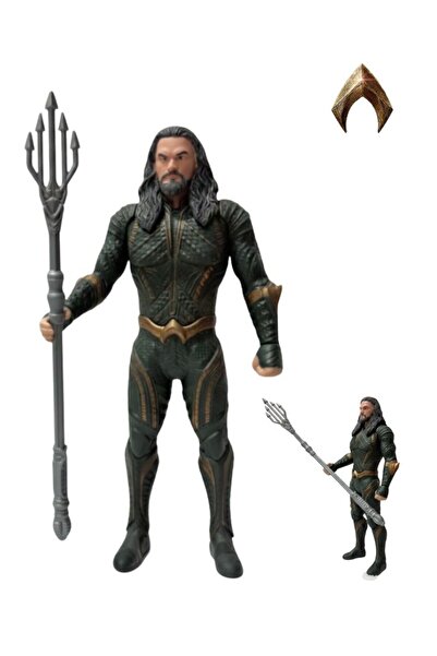 Premium لعبة مجسم أكوامان، بطل دي سي الخارق ذو الرمح الثلاثي، يرتدي بدلة خضرا...