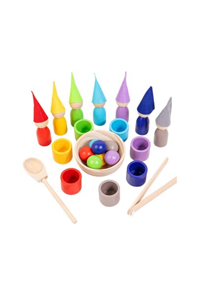 OEM Set Educativ Montessori Sortare cu Spiridusi Cupe si Bile Colorate