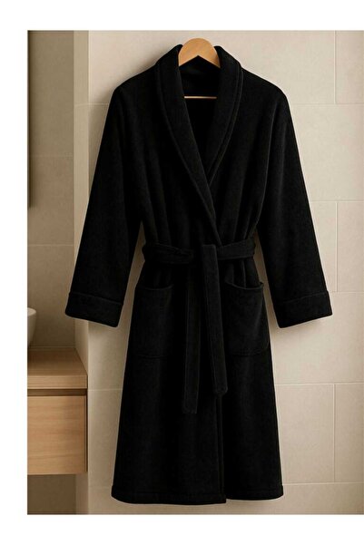 OEM EXTRA LARGE XXXL Unisex Bathrobe with Collar, Cocolino Black