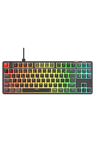 Rampage Yoru TKL Siyah/Gri Rgb Red Swich Q Mekanik Oyuncu Klavyesi