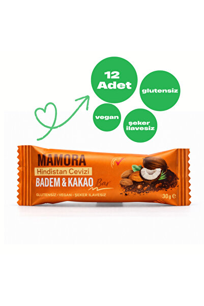 Mamora Bar Hindistan Cevizi, Badem & Kakao Bar – 12’li Paket - Vegan, Glutens...