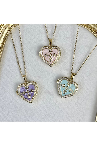 Vintagezegeni Kalp Motifli Fotoğraflı Kolye ( 1.5 cm )