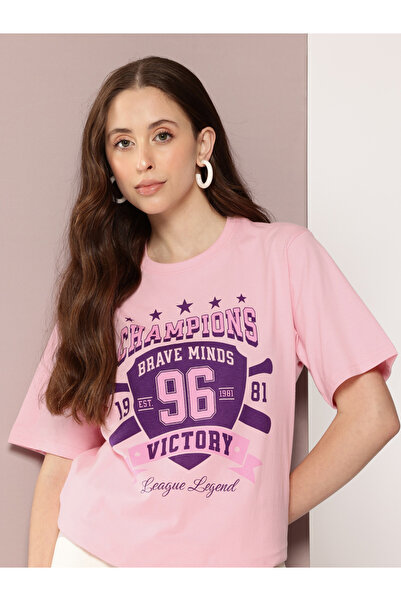 Dillinger By Styli تيشيرت نسائي قصة فضفاضة برقبة دائرية