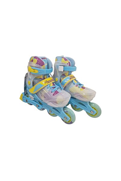 OEM Set Role Copii Reglabile 31-34 cu Casca si Protectii Albastru Pastel