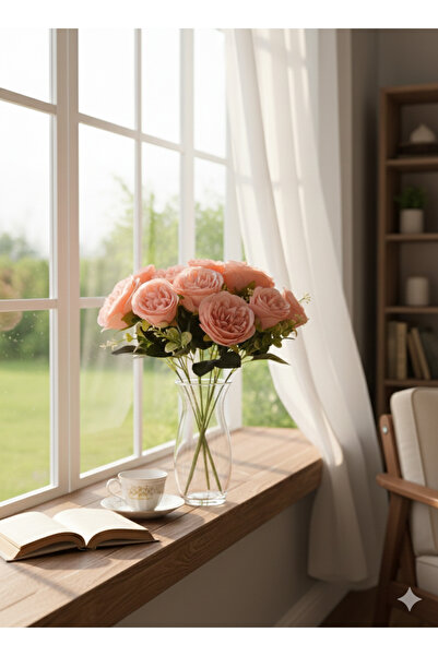 BUKET X 9 Kafalı Şimşir Aranjmanlı Yavruağzı Gül Sevgililer Günü