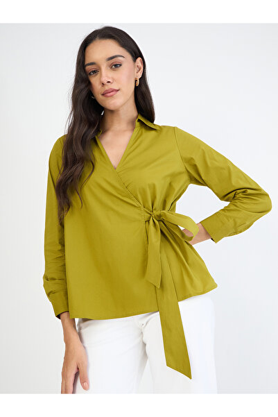 Femmella By Styli Women Green Long Sleeve Wrap Top