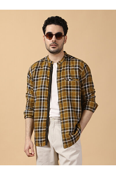 KUONS AVENUE By Styli Men Checked Stand Collar Casual Shirt