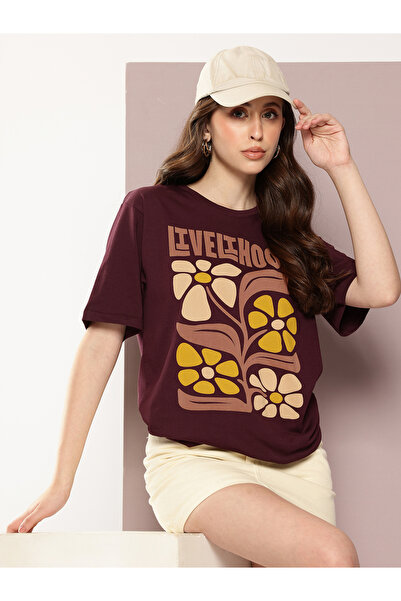 Dillinger By Styli تيشيرت نسائي قصة فضفاضة برقبة دائرية