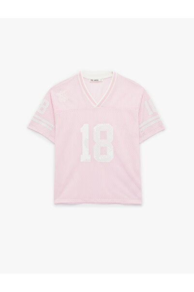 Koton supradimensionat Tricou cu mânecă scurtă cu decolteu în V cu imprimeu d...