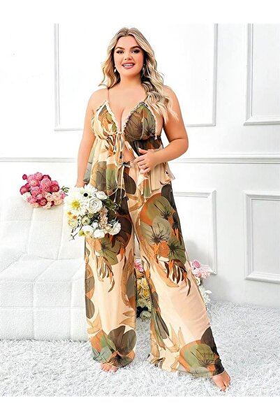 byasafkids Special Design Plus Size Floral Print Thin Strap 2 Piece Pajama Set