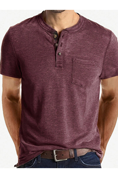 Take Two By Styli تيشيرت رجالي بأكمام قصيرة وياقة هنلي