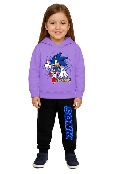SEDİRLİ Sonic Printed Children's Tracksuit Set 3 Thread Ş Fleece-Lined Cotton...