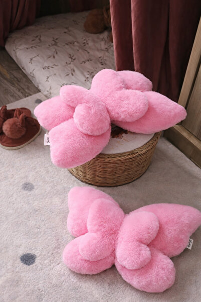 Yastıkland PEMBE KELEBEK ŞEKLİNDE PELUŞ TASARIM YASTIK