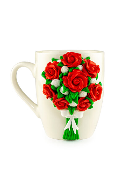 Yoobirim Box Mug Decorated with Fimo Red Roses YoobirimBox