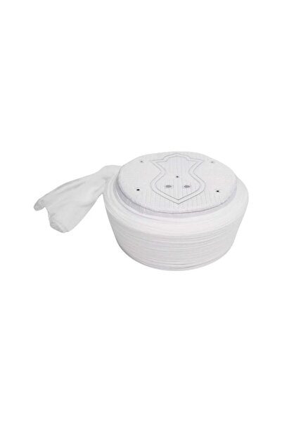 Sarıkhane Çocuk Namaz Sarığı - Beyaz Kumaş - Beyaz Takke - Düz Sarım - Nâli Ş...