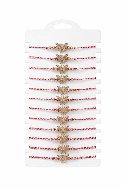OEM Set of 12 Gold Butterfly Bracelets with Rhinestones, Adjustable Cord, 20x...