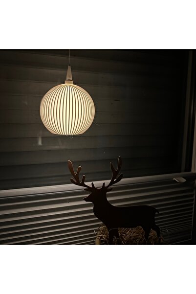 3DLABS Modern Küre Sarkıt Avize | Çizgili Dekoratif Tasarım | Sıcak Işık