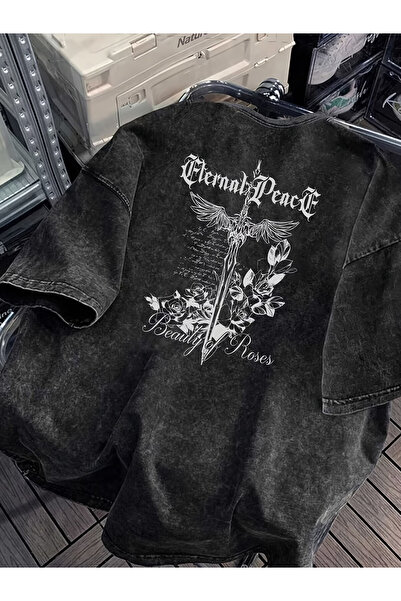 PENTHİLUS قصة فضفاضة تي شيرت، نسيج مغسول بالحمض. تي شيرت للجنسين قصة فضفاضة