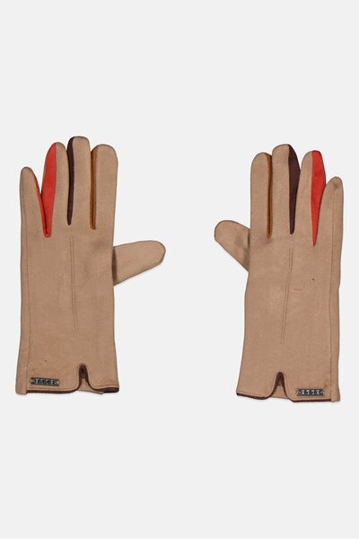 ELLE Women 1 Pair Hardware Logo Suede Gloves, Assorted