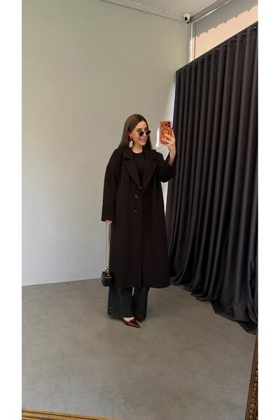 elif teke Oversized Coat with Cuff Sleeves Black