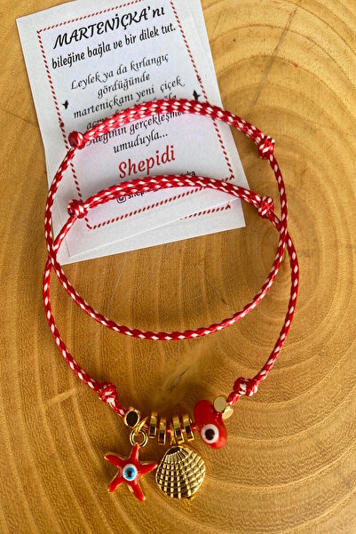 Shepidi 2-Piece Red Star Red Glass Bead Marteniçka Lucky Bracelet