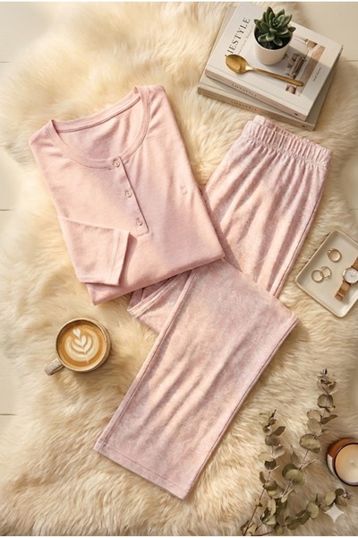 Pierre Cardin Kadın Pembe Yumuşak Doku Düğüme Detaylı Pijama Takımı