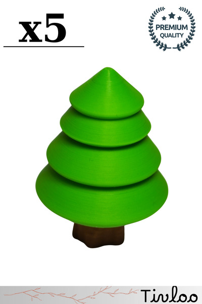 Tivloo 5 Adet Maket Yeşil Kısa Ağaç
