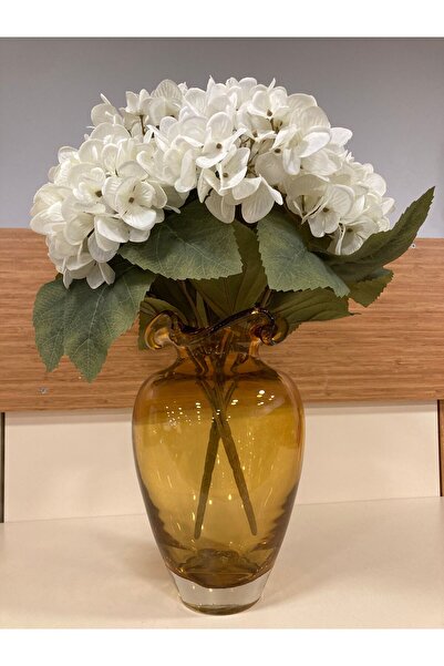 PLUS HOME مزهرية فازو مصنوعة يدويًا بلون العنبر العسلي مع طبقة علوية متموجة، ...