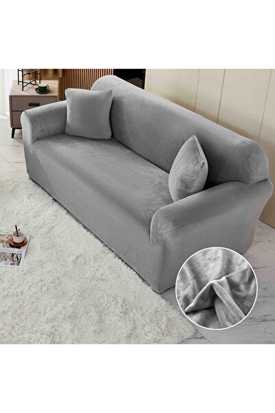 OEM Elastic velvet cover, 2-seater sofa, with arms. Light Grey