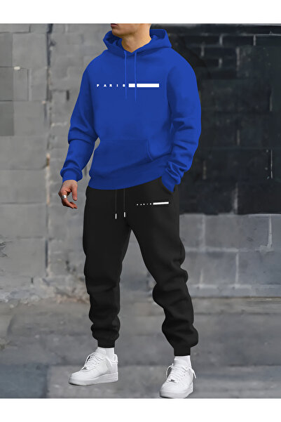 mercoledi Paris Summer Printed Hooded Top and Jogger Bottom Tracksuit Set