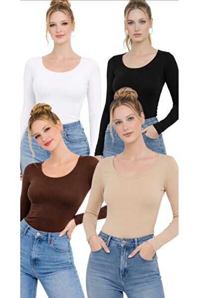 MODARENGİN Women's Long Sleeve Ballerina Collar Blouse-Casual Stylish Design