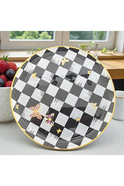 Sudedi Home Sudedi Emma Altın Yaldızlı Cam Pasta Tabağı Takımı