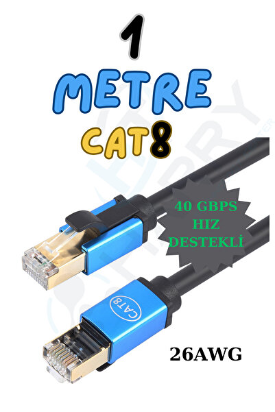 harry كابل إيثرنت CAT8 (1 متر) كابل شبكة محلية ممتاز بسرعة 40 جيجابت في الثان...