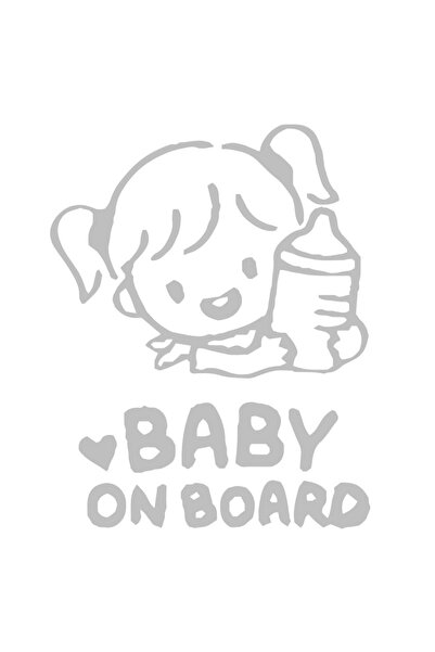 OEM Sticker Baby On Board – Girl Baby, gri, reflectorizant, 14,5 x 11,5 cm